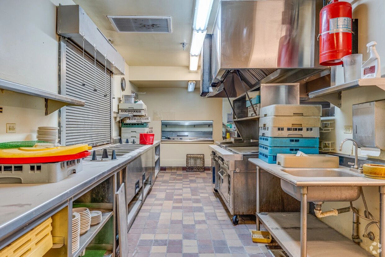 Commercial kitchen with industrial equipment