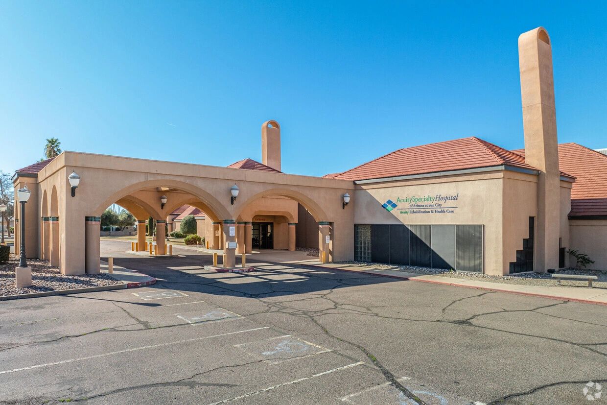 Hospital building entrance archway