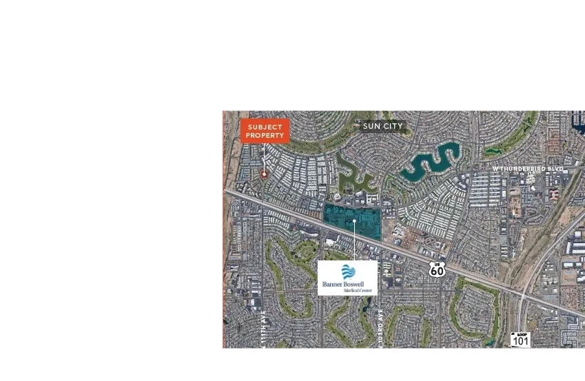 Aerial satellite map showing subject property location in Sun City